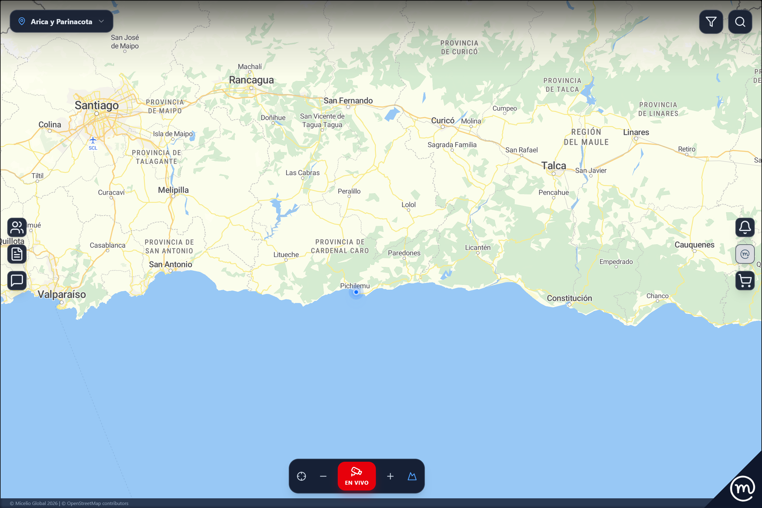 Mapa Interactivo Micelio - Vista Nocturna